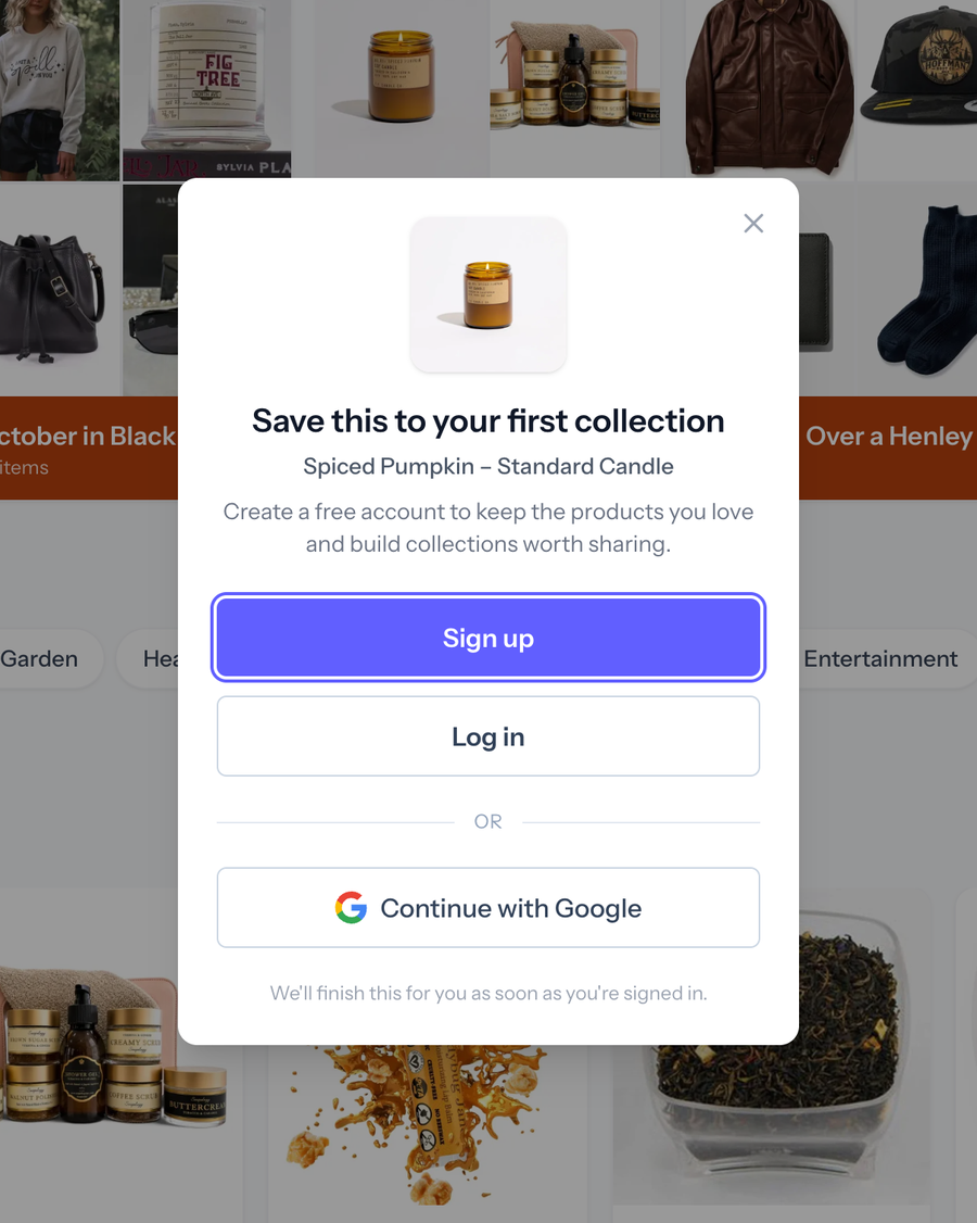 A sign-in prompt on Mahhala offering to finish a save after signing in